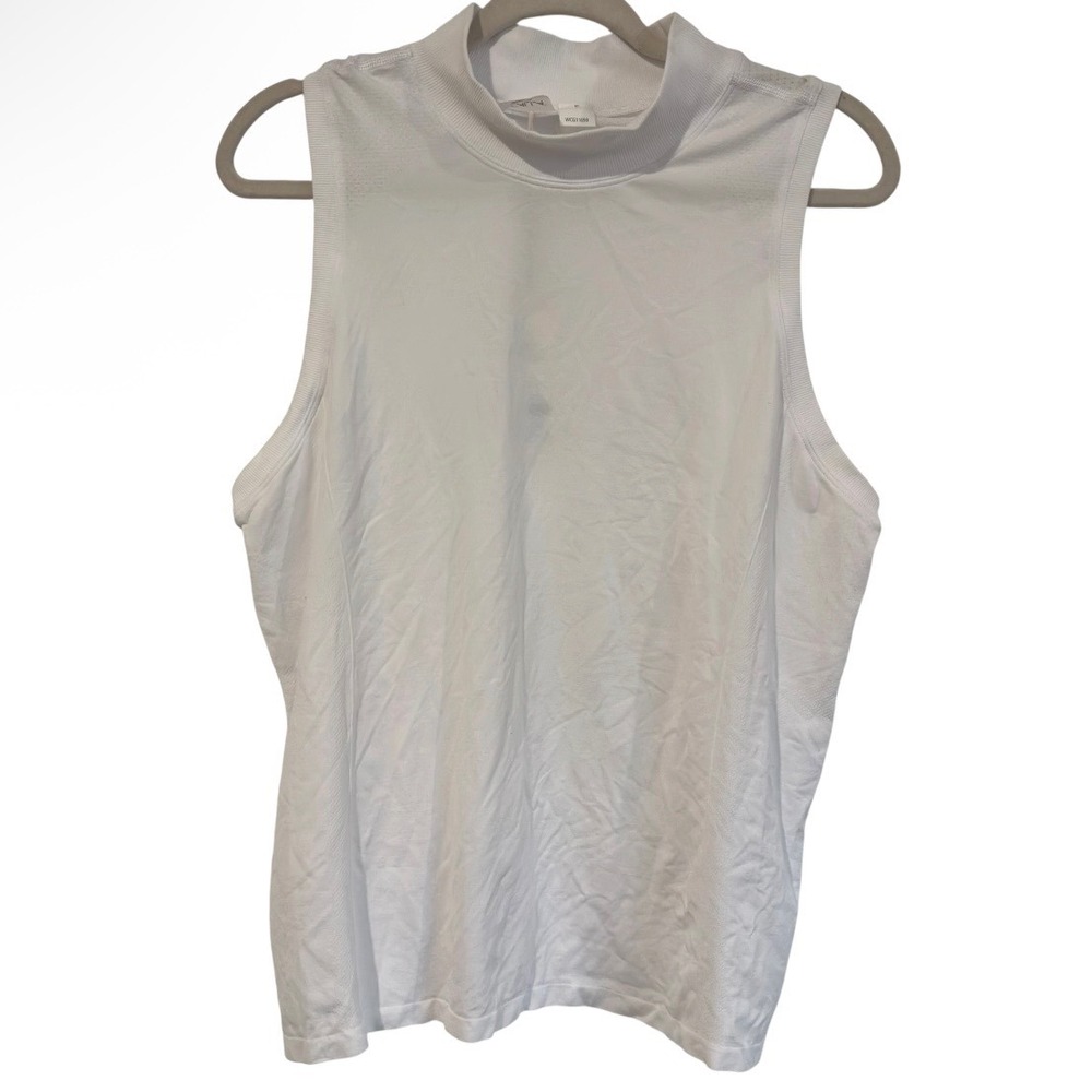 Calia Womens Seamless Sleeveless Mock Neck Top White XXL WCG11058 UPF 50+